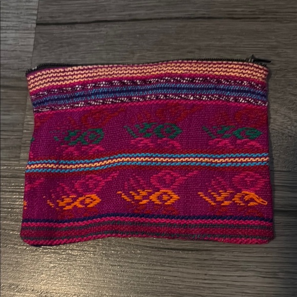 NWT Pink and Orange Ethnic Cosmetic Bags with Geometric Patterns - Picture 2 of 5